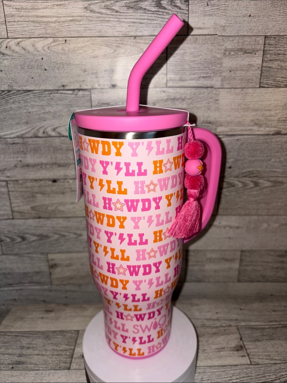 Pink "Howdy Y'll" Insulated 30oz Tumbler with Tassel